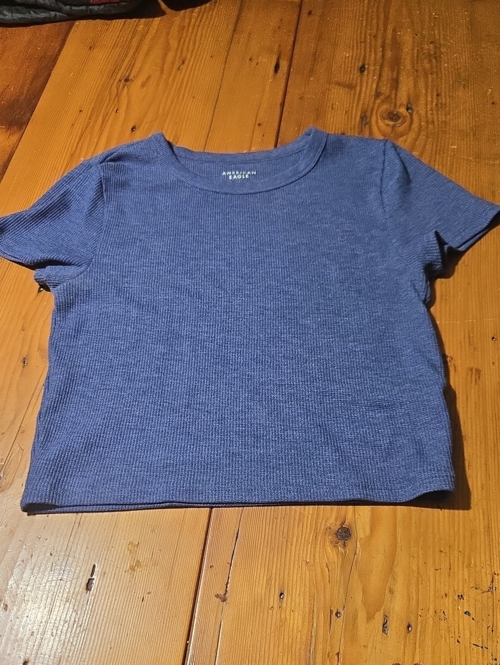 American Eagle Outfitters Blue Ribbed Short Sleeve Tee Sz L